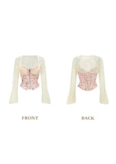 Romantic Floral Lace Corset Top with Sweetheart Neckline for Date Night