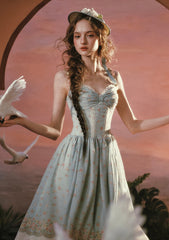 Romantic Lace-Trimmed Midi Dress with Floral Hem for Garden Parties and Dates