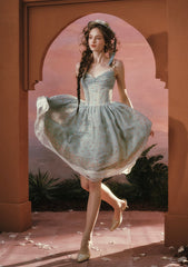 Romantic Lace-Trimmed Midi Dress with Floral Hem for Garden Parties and Dates