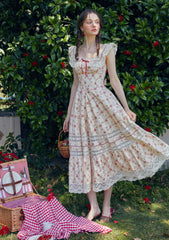 Romantic Red Garnet Corset Dress with Lace & Ribbon Details