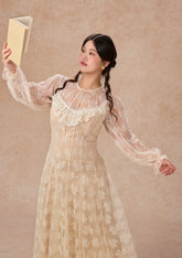 Romantic Lace Midi Dress for Weddings and Date Nights