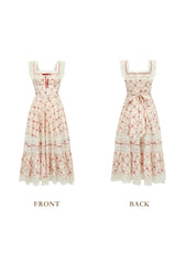 Romantic Red Garnet Corset Dress with Lace & Ribbon Details