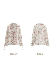 Romantic Purple Chiffon Shirt with V-Neck and Ruffles for Everyday Elegance