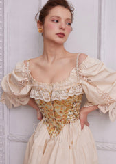 Van Gogh Sunflower Corset Top with Flattering Waist Cinching