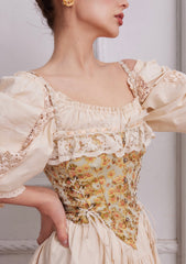 Van Gogh Sunflower Corset Top with Flattering Waist Cinching