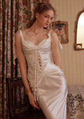 Romantic Heart Neckline Corset Dress with Adjustable Back Lacing