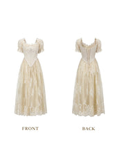 Romantic Corset Dress with Bubble Sleeves for Ethereal Occasions