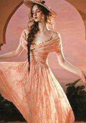 Flowy Floral Maxi Dress with Draped Sleeves for Sunset Garden Parties