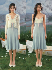 Hand-Crocheted Rose Tide Knit Dress for Romantic Dates and Galas