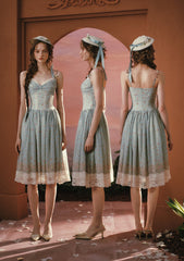 Romantic Lace-Trimmed Midi Dress with Floral Hem for Garden Parties and Dates