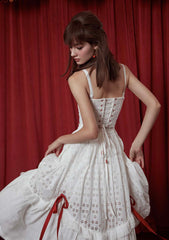 Vintage-Inspired Red Ballroom Skirt with Ribbon Accents