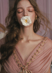 Elegant Rose Olive Dress with Floral Embellishments for Special Occasions