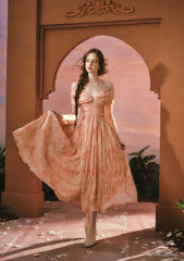 Flowy Floral Maxi Dress with Draped Sleeves for Sunset Garden Parties