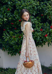 Romantic Red Garnet Corset Dress with Lace & Ribbon Details