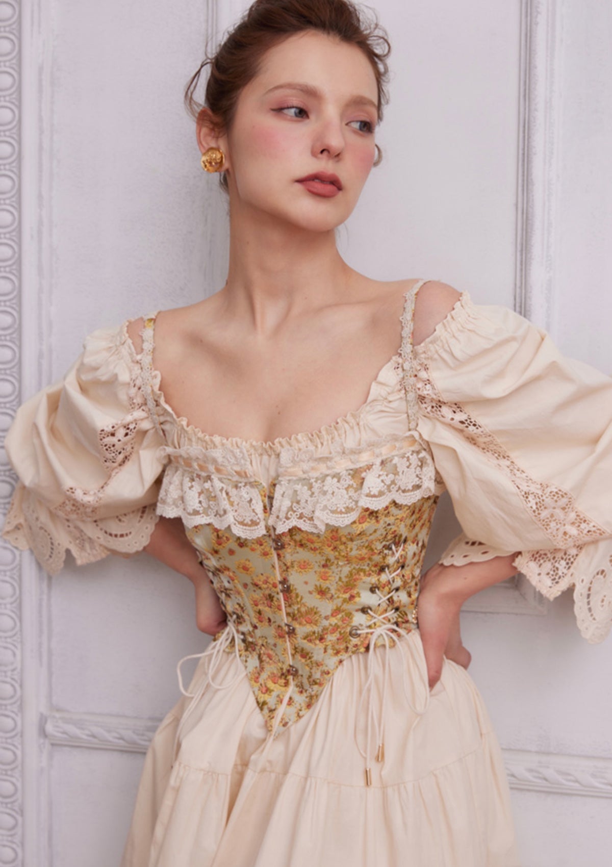 Van Gogh Sunflower Corset Top with Flattering Waist Cinching