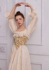 Van Gogh Sunflower Corset Top with Flattering Waist Cinching